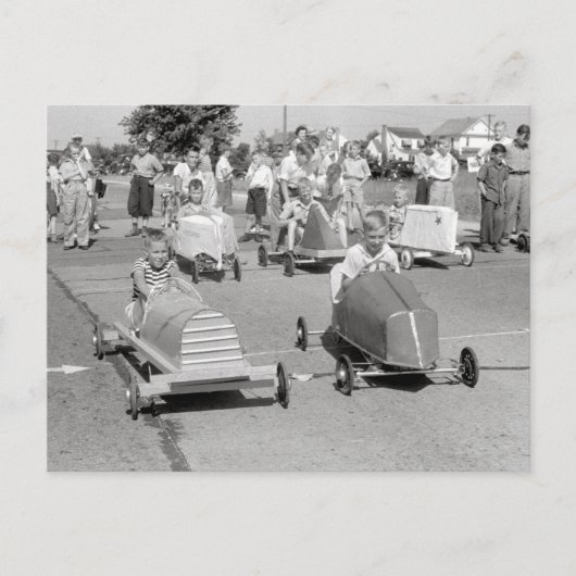 Soap Box Derby, 1940 Briefkaart (Voorkant)