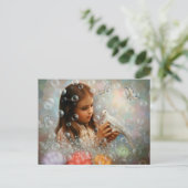 Soap Bubble Girl Briefkaart (Staand voorkant)