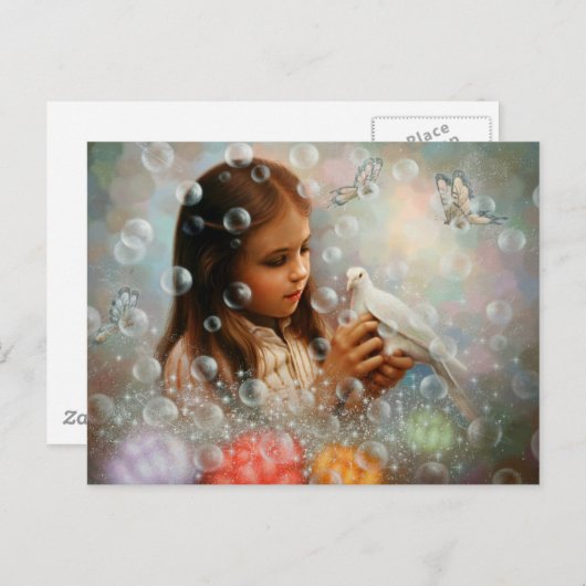 Soap Bubble Girl Briefkaart (Voorkant / Achterkant)