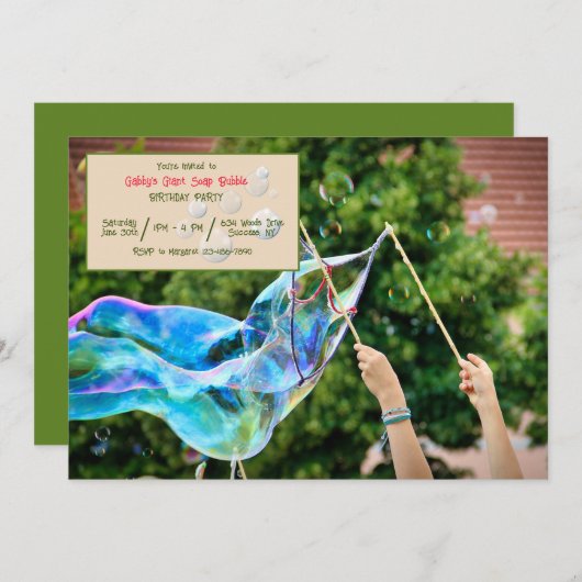 Soap Bubble Party Kaart (Voorkant / Achterkant)