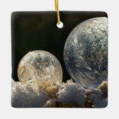 Soap Bubbles Ice Crystal Winter Foto, bevroren Keramisch Ornament (Voorkant)