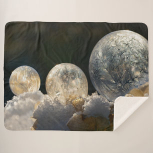 Soap Bubbles Ice Crystal Winter Foto, bevroren Sherpa Deken