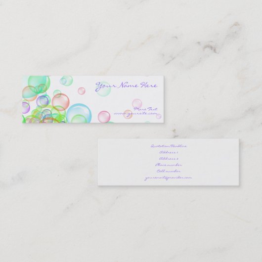 Soap Bubbles Mini Visitekaartje (Voorkant / Achterkant)