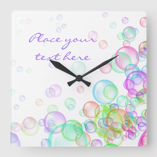 Soap Bubbles Vierkante Klok (Voorkant)