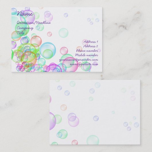 Soap Bubbles Visitekaartje (Voorkant / Achterkant)