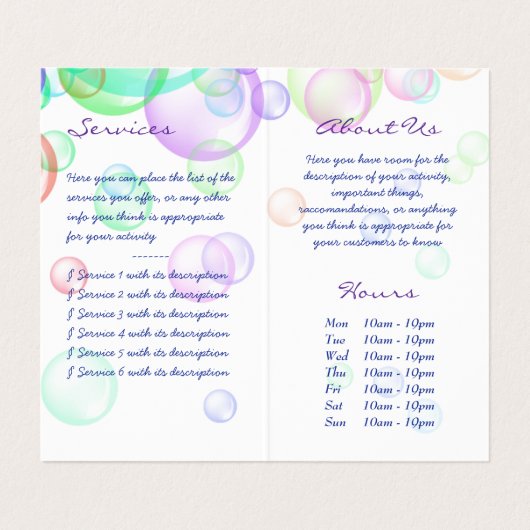 Soap Bubbles Visitekaartje (Binnenkant ongevouwen)