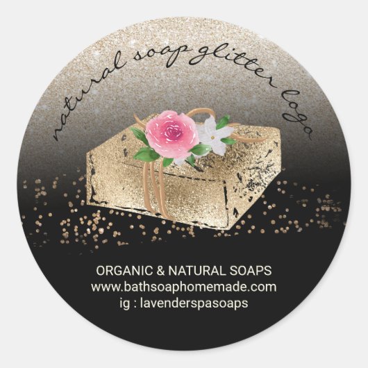 Soap Homemade Natural Organic Spa Gold Ronde Sticker (Voorkant)