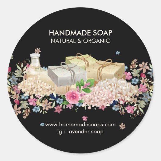 Soap Lavender Spa Natural black Ronde Sticker (Voorkant)