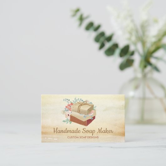 Soap Maker Logo Rustic Visitekaartje (Staand voorkant)
