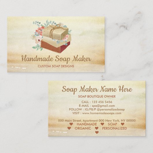 Soap Maker Logo Rustic Visitekaartje (Voorkant / Achterkant)