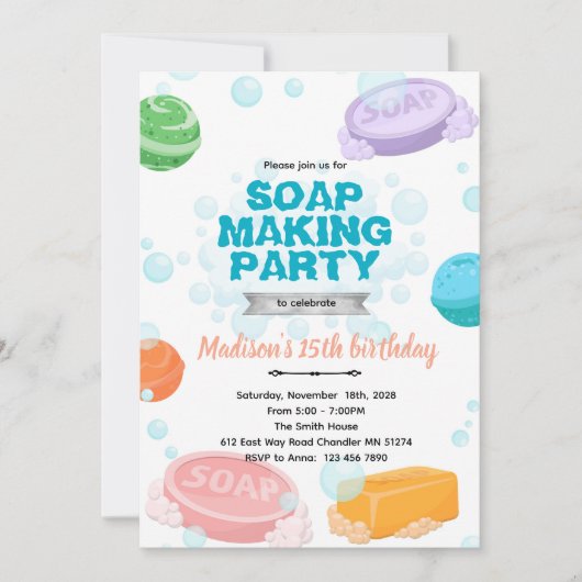 Soap Making Party Invitation Kaart (Voorkant)