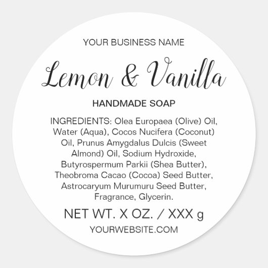 Soap or Skincare Handmade Round Product Label (Voorkant)
