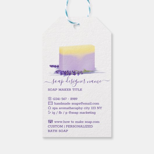 Soap Soy Natural Spa Cosmetics Lavender Aroma Cadeaulabel (Achterkant)