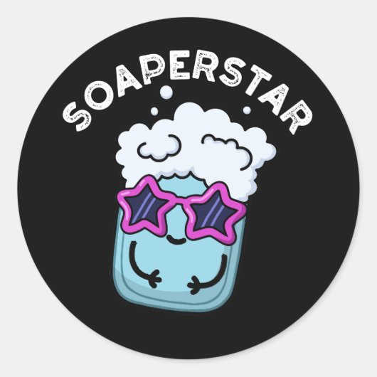 Soaperstar Funny Soap Pun Dark BG Ronde Sticker (Voorkant)
