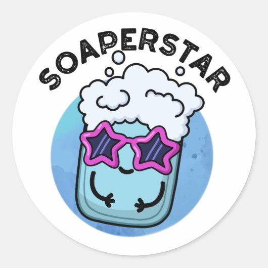 Soaperstar Funny Superstar Soap Pun Ronde Sticker (Voorkant)