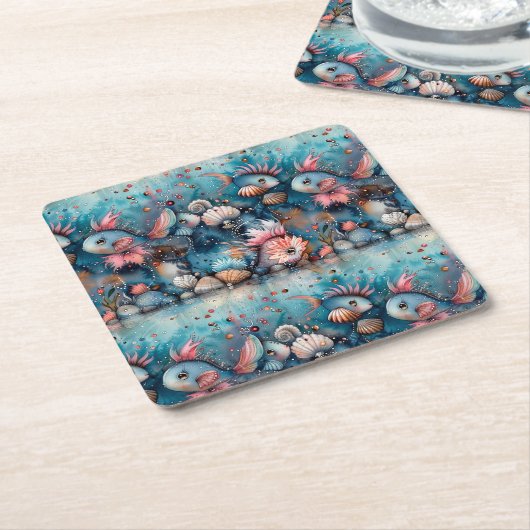 Soapy zee grappige vis inwoners kartonnen onderzetters (Schuin)