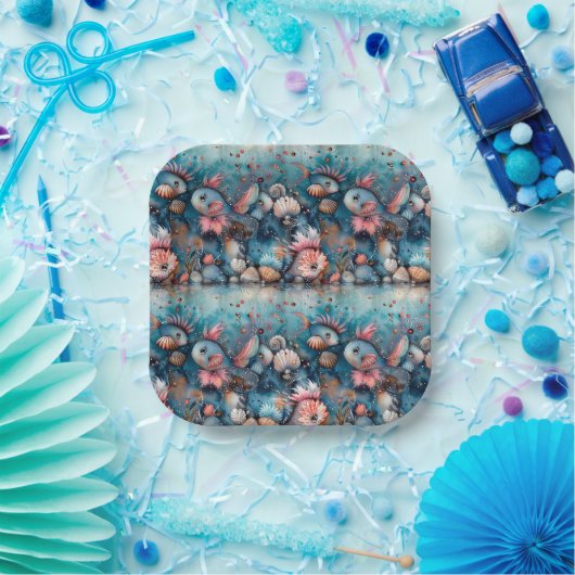 Soapy zee grappige vis inwoners papieren bordje (Feest)