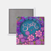 Soar Hearts Fun Pink Floral-inspiratie Magneet (Voorkant / Achterkant)