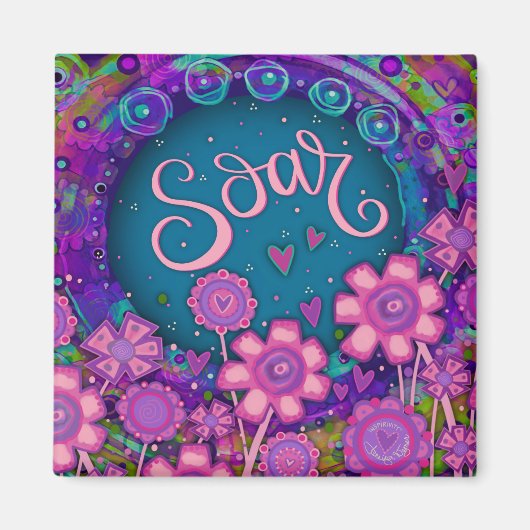Soar Hearts Fun Pink Floral-inspiratie Magneet (Voorkant)