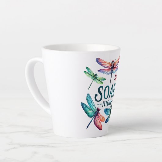Soar High - Artistieke libel Latte Mok (Linkerhoek)