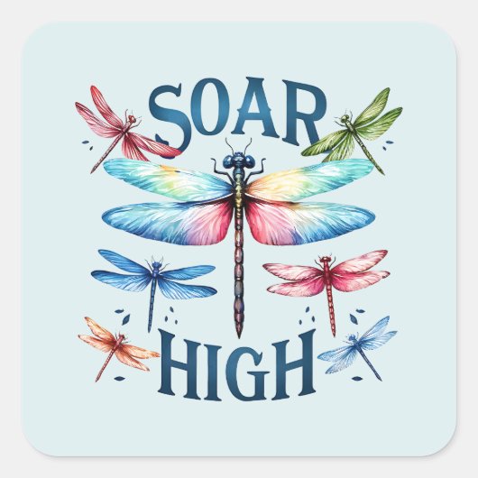Soar High - Artistieke libel Vierkante Sticker (Voorkant)