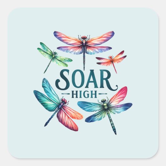 Soar High - Artistieke libel Vierkante Sticker (Voorkant)