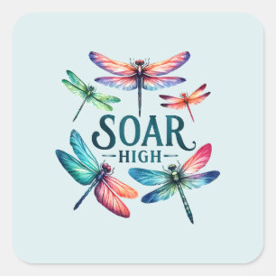 Soar High - Artistieke libel Vierkante Sticker