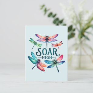 Soar High - Dragonfly Kleurrijk Inspirerend Briefkaart