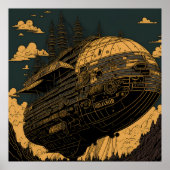 Soar High: Majestic Steampunk luchtschip Poster (Voorkant)