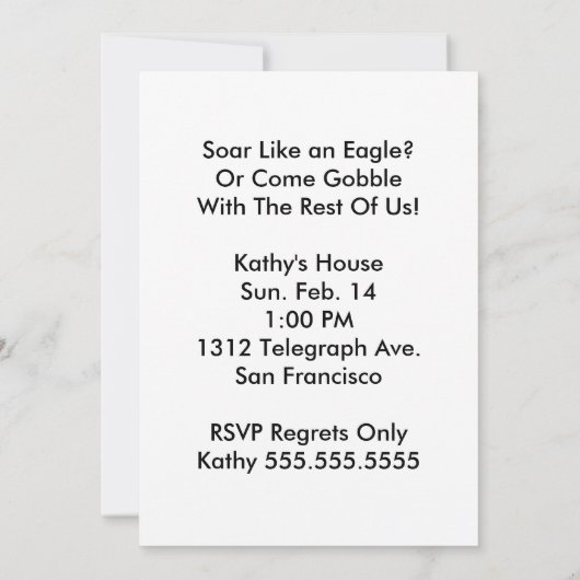 Soar like an Eagle Birthday Invite Kaart (Achterkant)