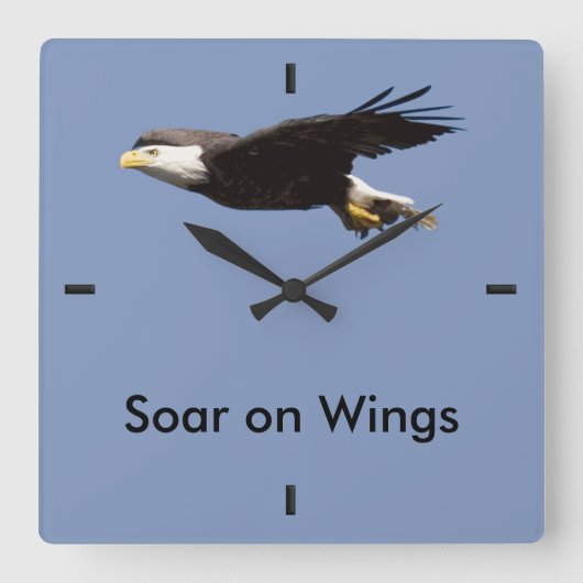 'Soar on Wings' Eagle in Flight Vierkante Klok (Voorkant)