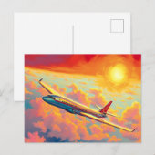 Soaring Airplane - Vibrant Painterly Style Art Briefkaart (Voorkant / Achterkant)