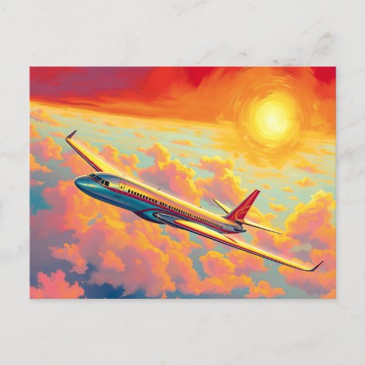 Soaring Airplane - Vibrant Painterly Style Art Briefkaart (Voorkant)