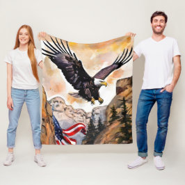Soaring Amerikaanse Bald Eagle USA vlag Fotografis Fleece Deken
