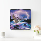 Soaring Bald Eagle Vierkante Klok (Huis)