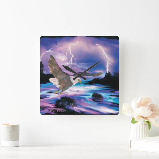 Soaring Bald Eagle Vierkante Klok (Huis)