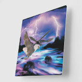 Soaring Bald Eagle Vierkante Klok (Hoek)