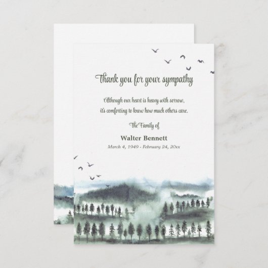 Soaring Bereavement Dank je kaart (Voorkant / Achterkant)