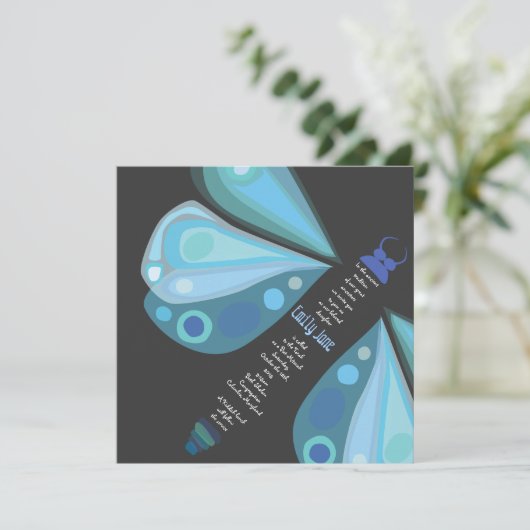 SOARING BUTTERFLY Bat Mitzvah Uitnodiging (Staand voorkant)