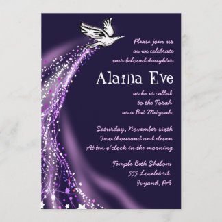 Soaring Dove Bat Bar Mitzvah Uitnodiging paars