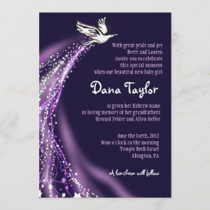 Soaring Dove Jewish Baby Naming Invitation Hebreeu Kaart
