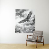 Soaring Eagle Mountain Tapestry | Black and White  Wandkleed (In situ)