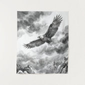Soaring Eagle Mountain Tapijt | Zwart en Wit Wandkleed (Voorkant)