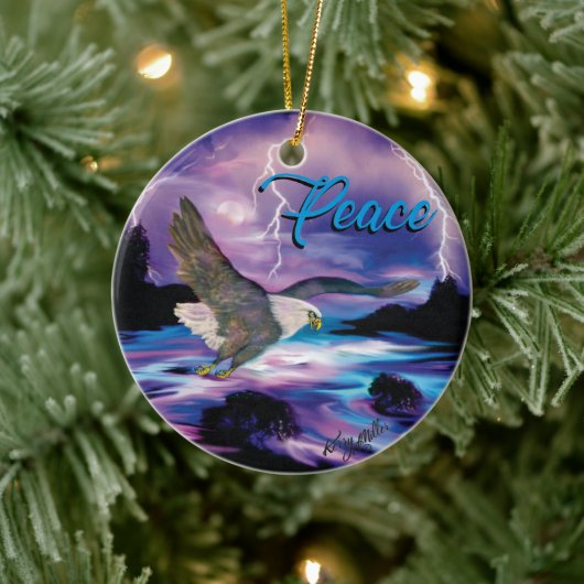 Soaring Eagle Spreiding Peace Keramisch Ornament (Boom)