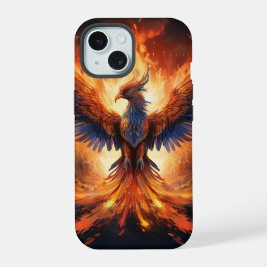 Soaring Flames: Epic Eagle op Fire Telefoonhoesje iPhone 15 Case (Achterkant)