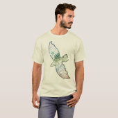 Soaring Hawk Noordelijk Landschap Kleur Lijn Kunst T-shirt (Voorkant volledig)