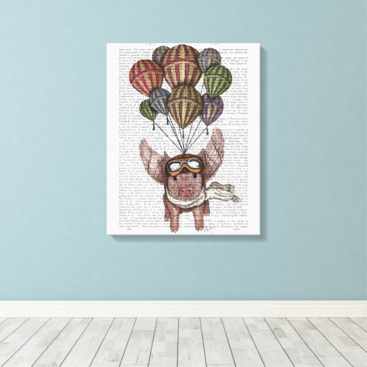 Soaring Pig Canvas Afdruk (Insitu (Houten vloer))