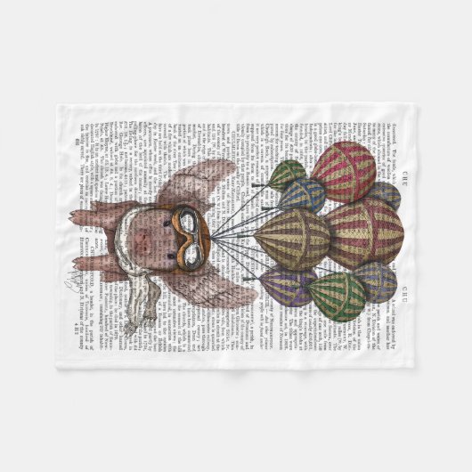 Soaring Pig Fleece Deken (Voorkant (Horizontaal))