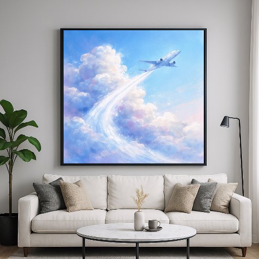 Soaring Plane - Pastel Painting Style Art Poster