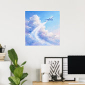 Soaring Plane - Pastel Painting Style Art Poster (Thuiskantoor)